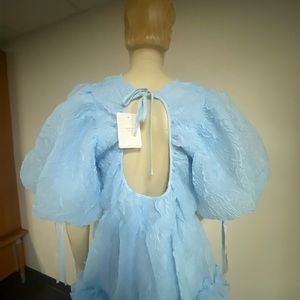 DREAM EMBELLISHED JACQUARD MIDI DRESS IN POWDER BLUE